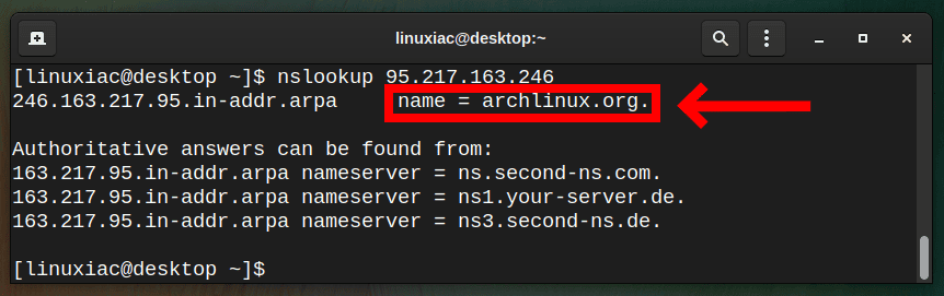 Reverse DNS lookup