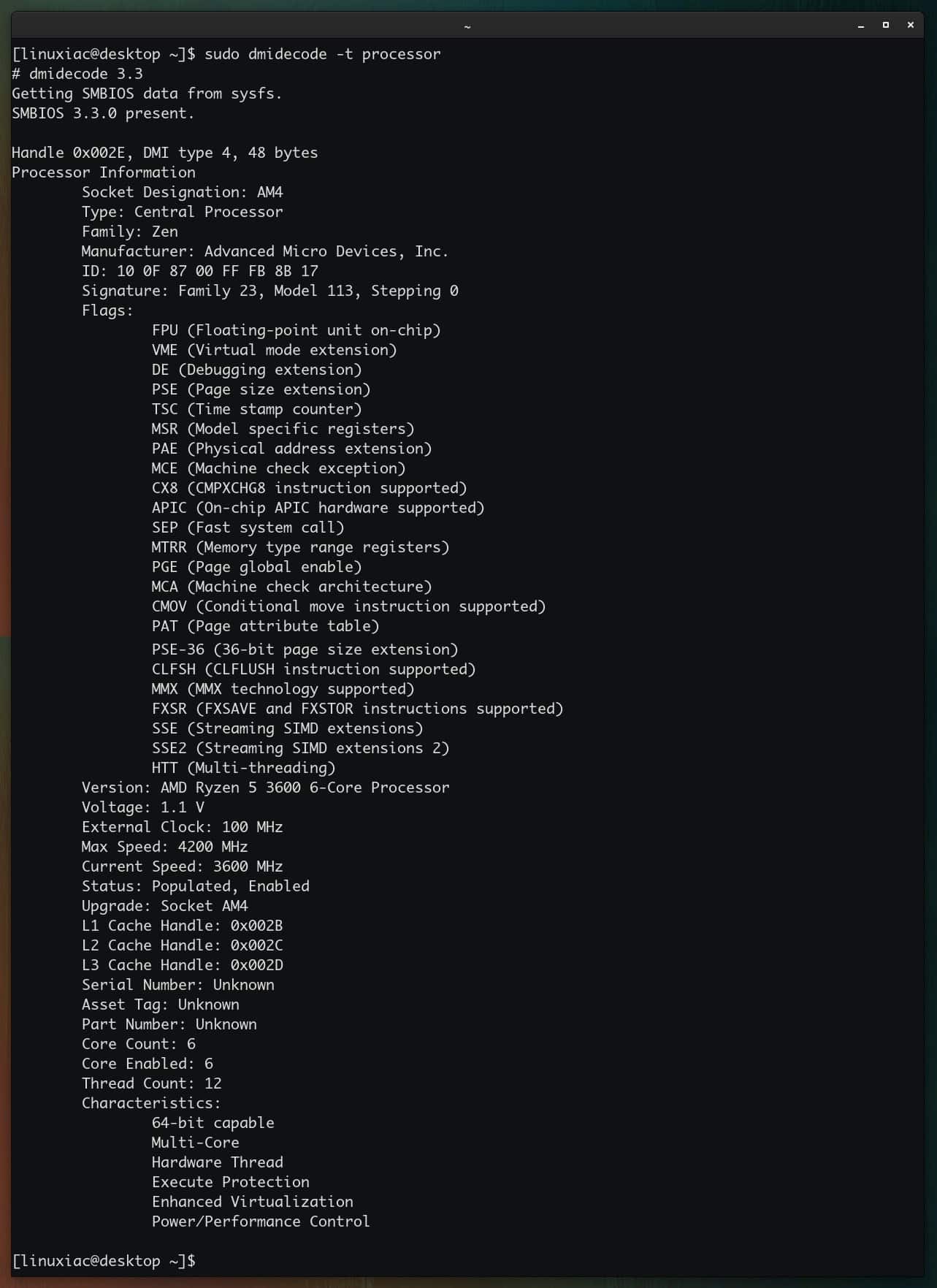 Get CPU Information in Linux Using the dmidecode Command