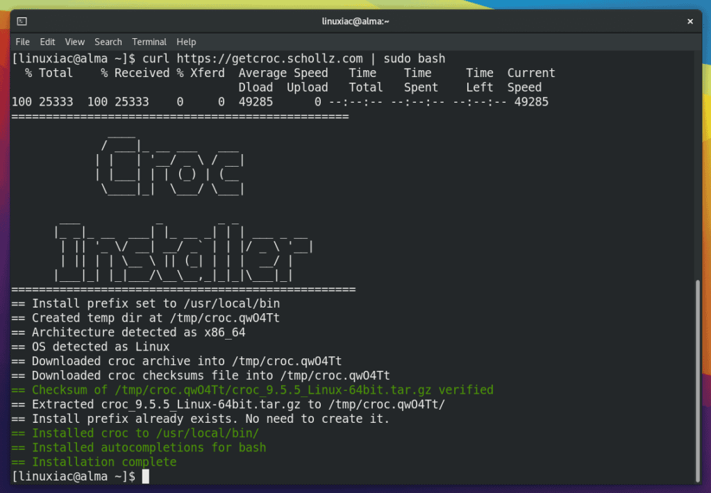 How to install Croc secure file transfer app on Linux