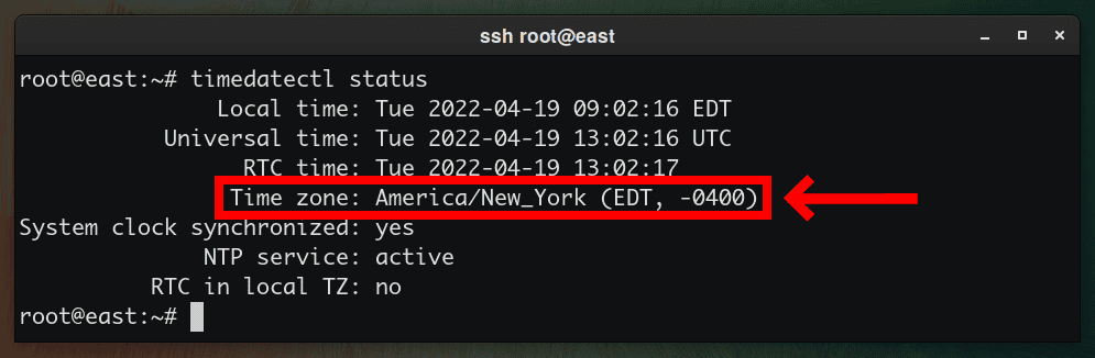 View timezone on Linux