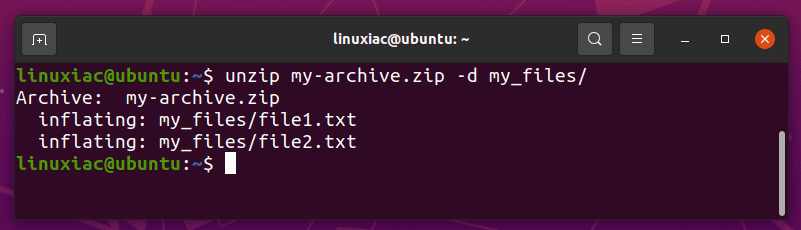 Unzip File in Linux to a Directory