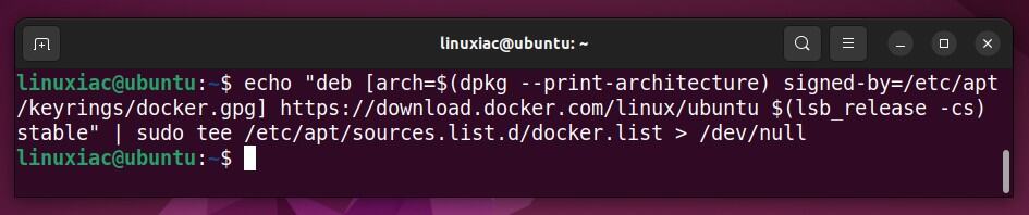 Add the official Docker repository to Ubuntu 22.04.