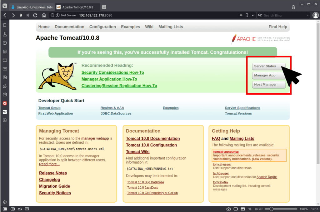 Apache Tomcat Welcome Page