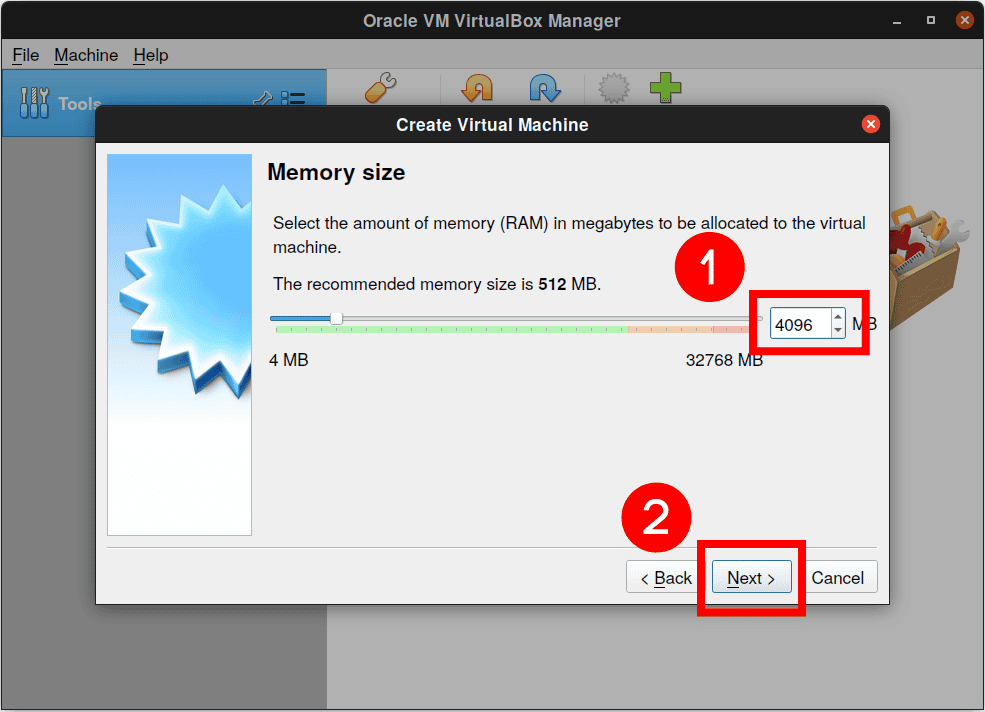 Allocate RAM for virtual machine