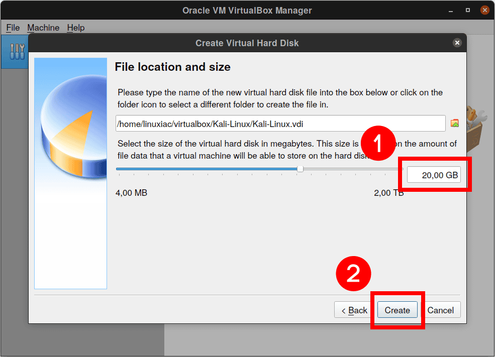 Set virtual hard drive size