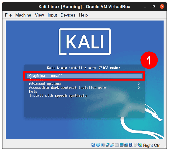 Start installing Kali Linux on VirtualBox