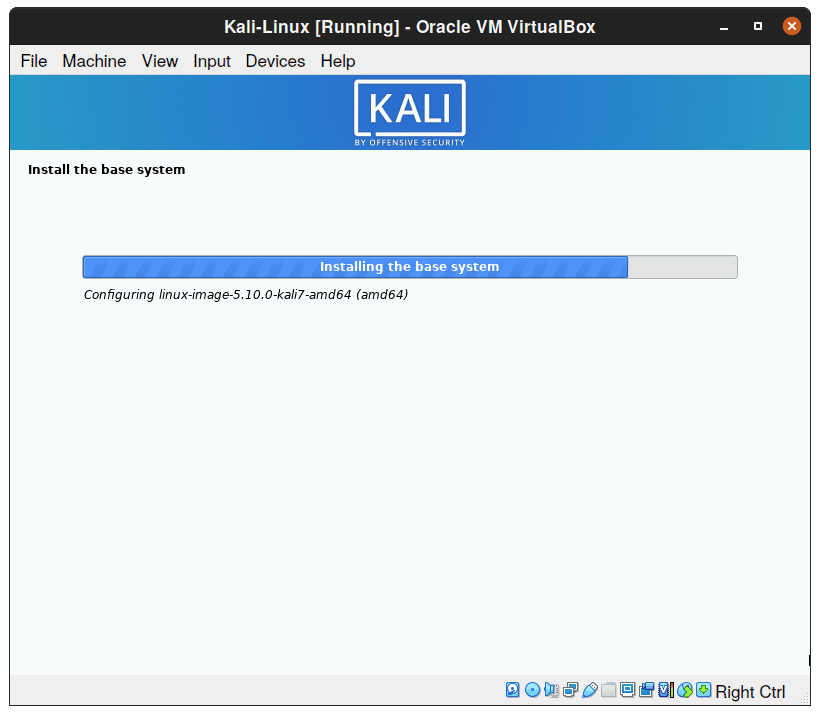 Installing base Kali Linux system on VirtualBox