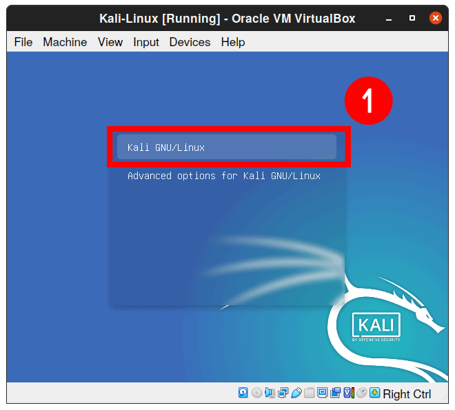 Starting Kali Linux on VirtualBox