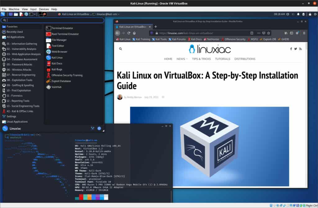 Kali Linux on VirtualBox Successfully Installed