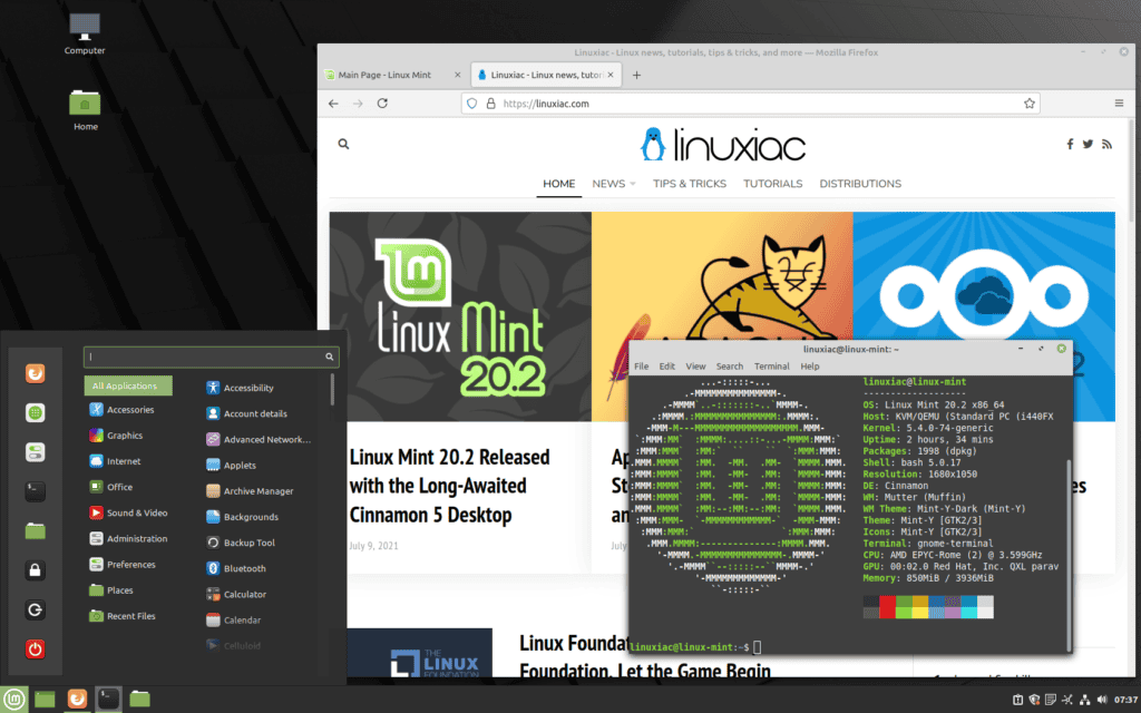 Linux Mint 20.2 Cinnamon Desktop