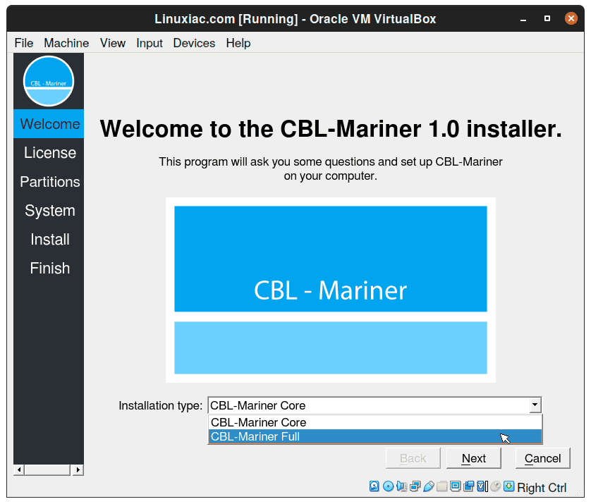 CBL-Mariner Installation Wizard