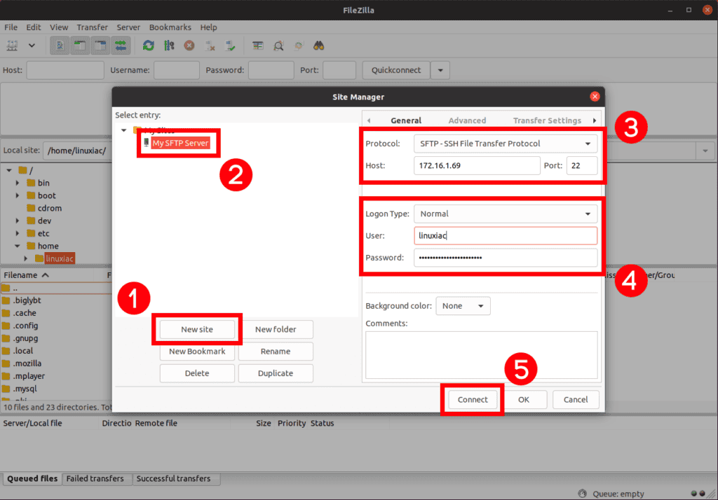 FileZilla SFTP Settings for Password Authentication