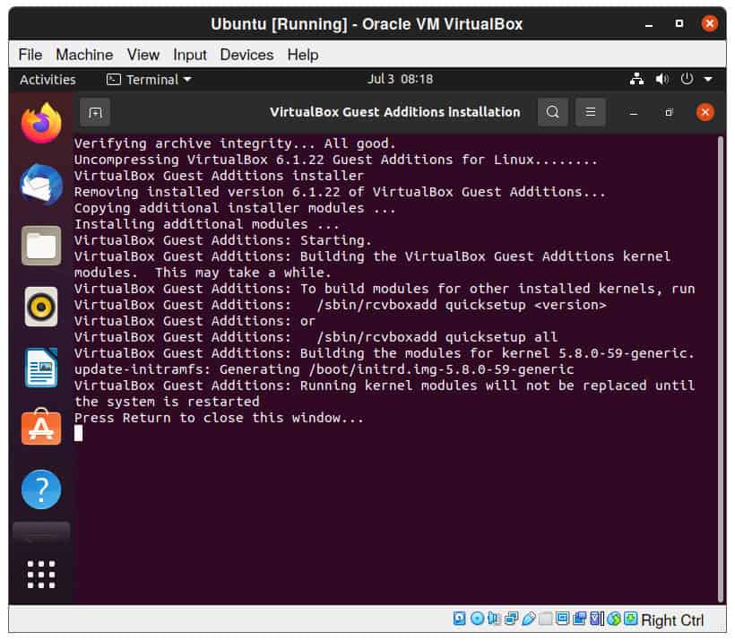 Installing VirtualBox Guest Additions