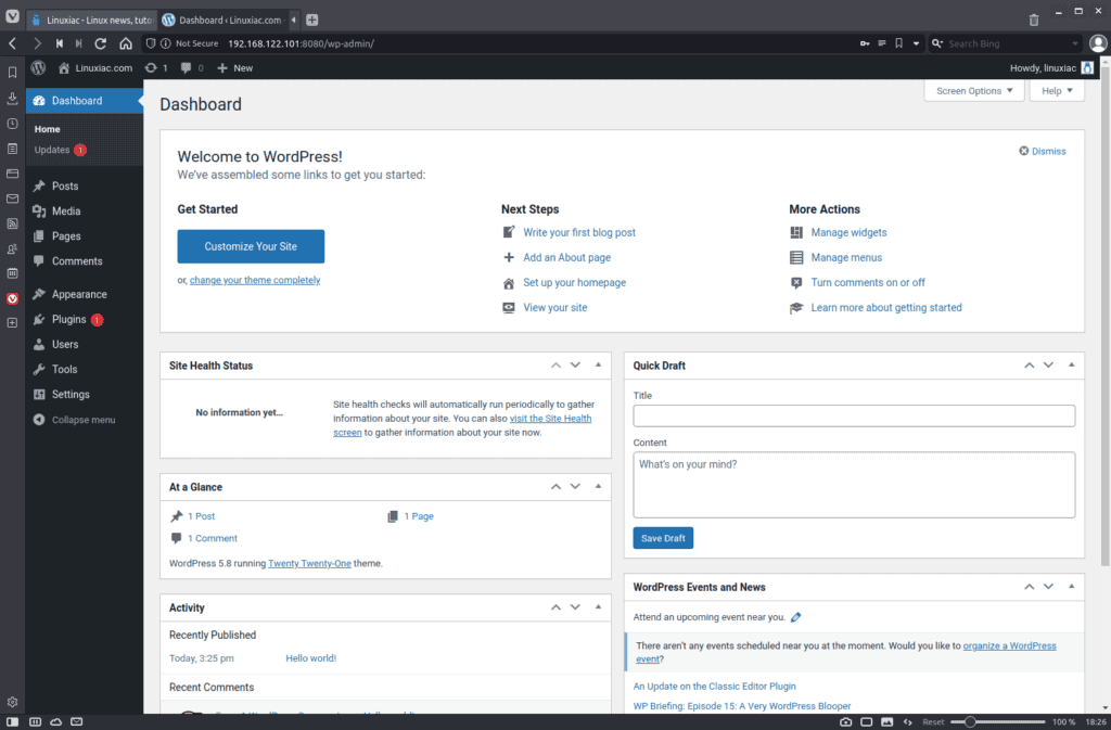 WordPress Admin Panel