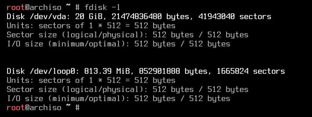 List disks and partitions.