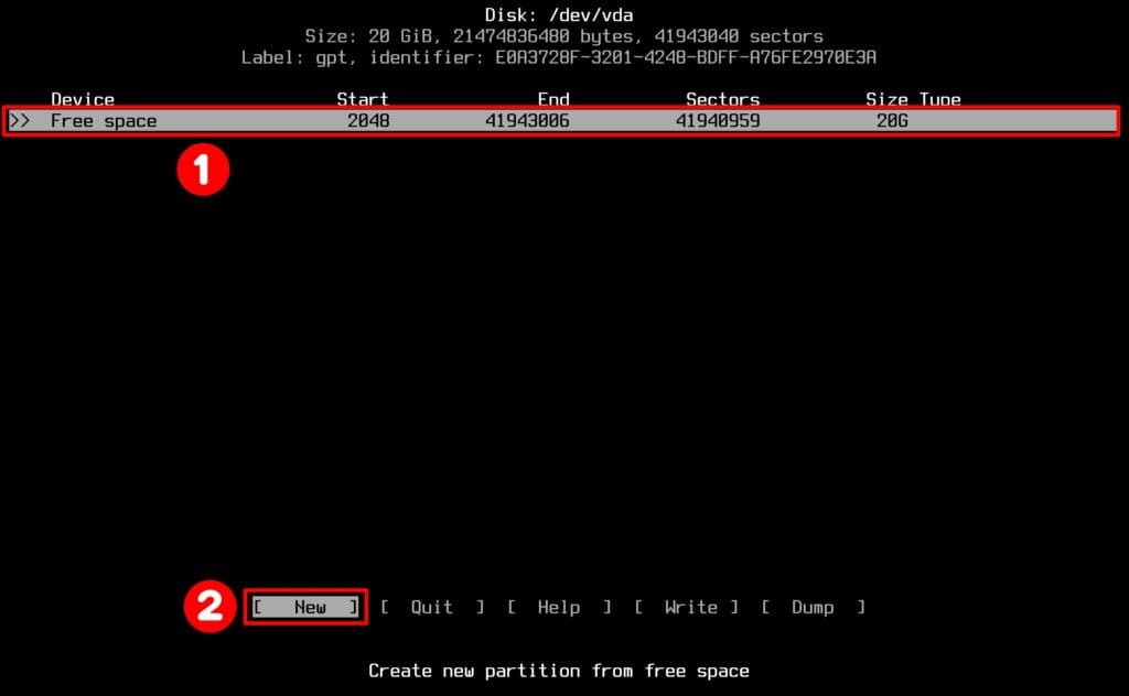 Create a boot partition.