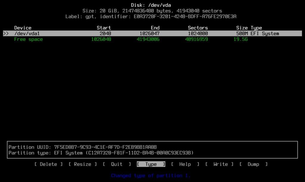 Boot partition successfully created.