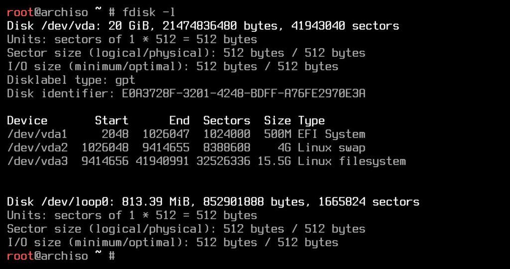 Review the partitions table.