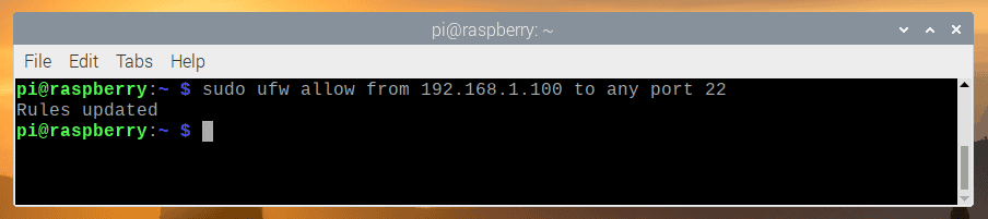 Raspberry Pi Allowing Firewall Port