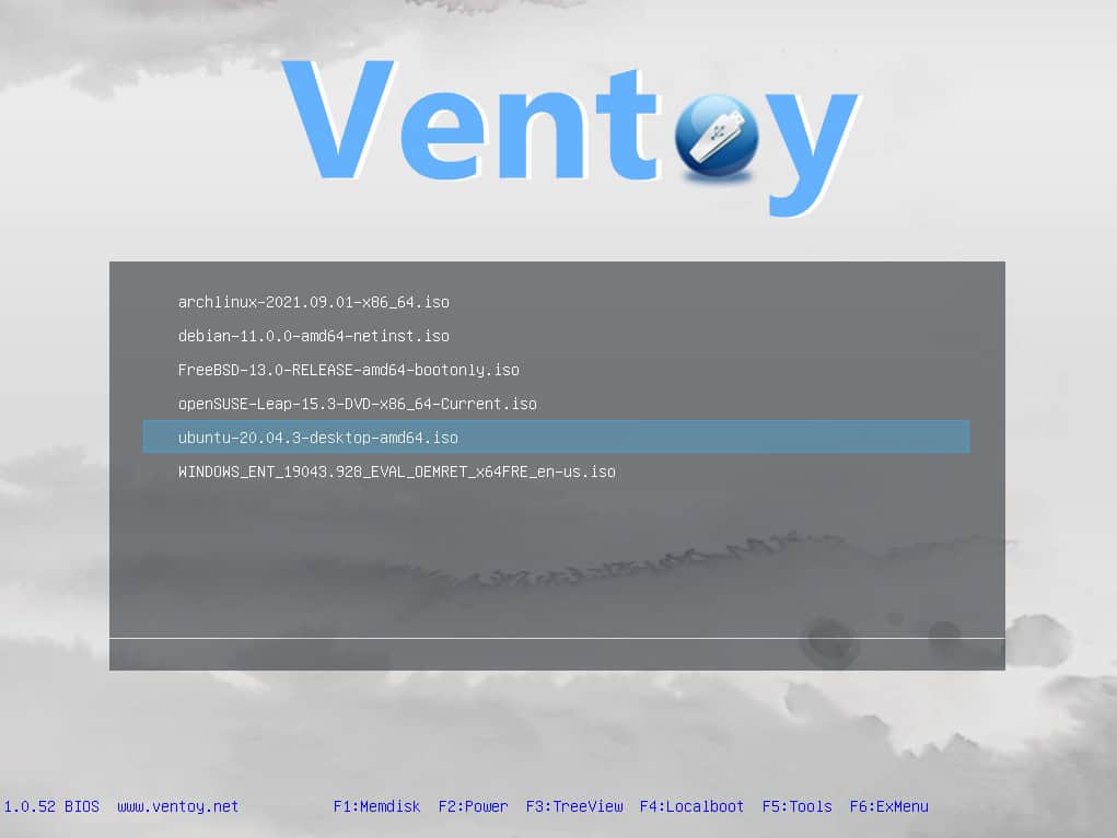 Ventoy Boot Menu