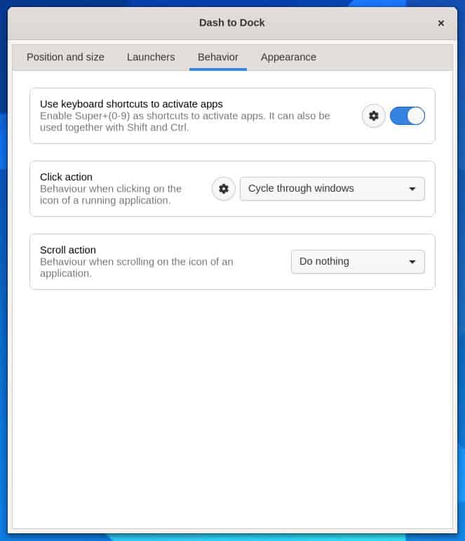 Dash to Dock Settings