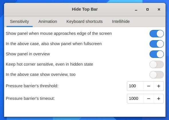 Hide Top Bar Settings