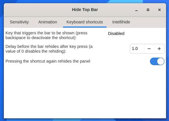 Hide Top Bar Settings