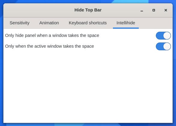 Hide Top Bar Settings