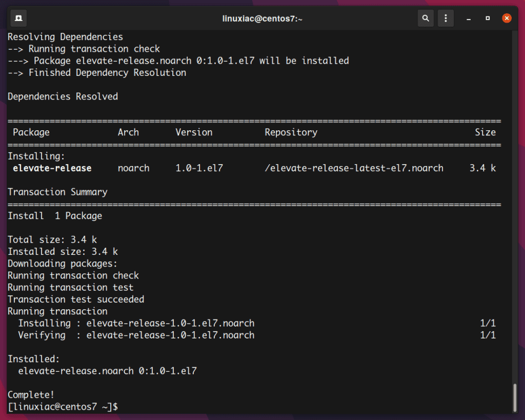 Installing the elevate-release package