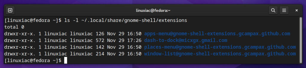 GNOME Extensions directory