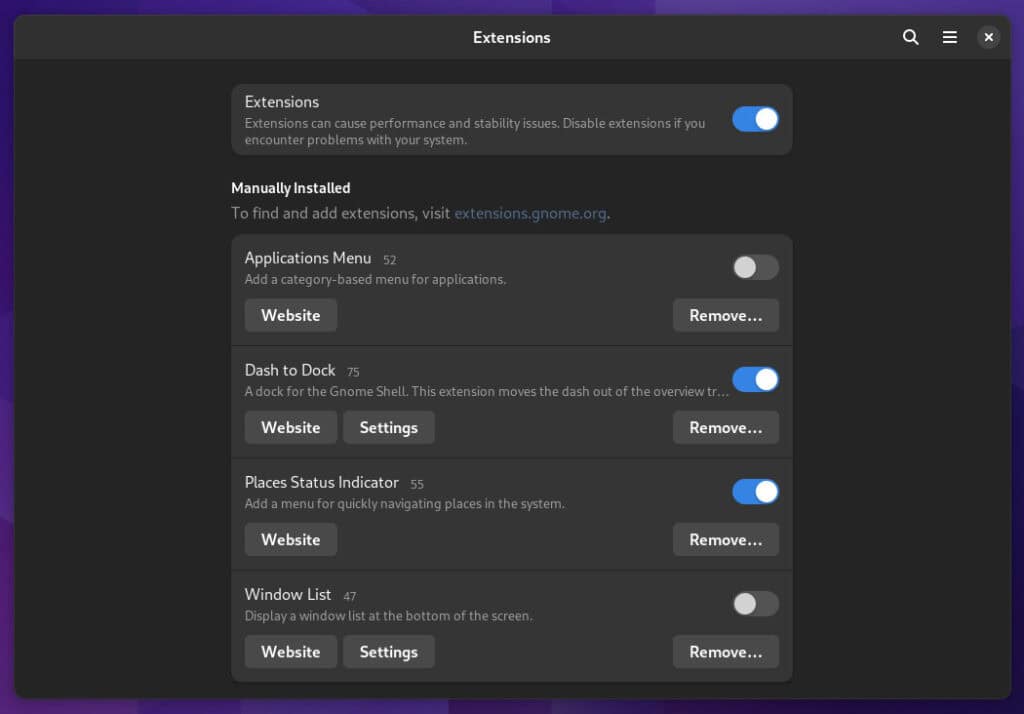 GNOME Extensions App