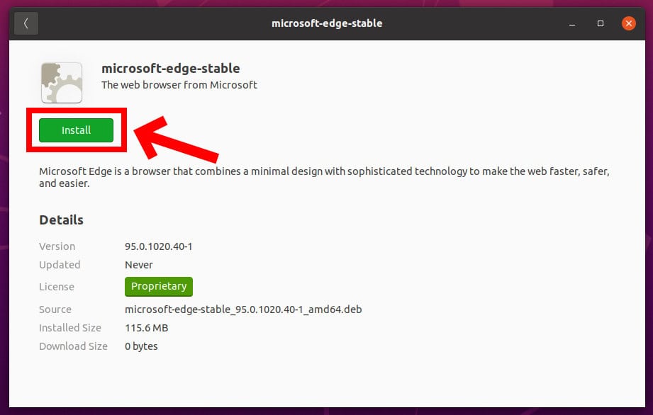 Install Microsoft Edge on Linux via Software Center