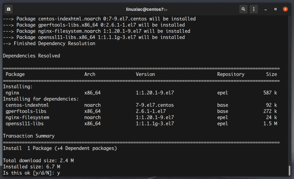 Install Nginx on CentOS 7