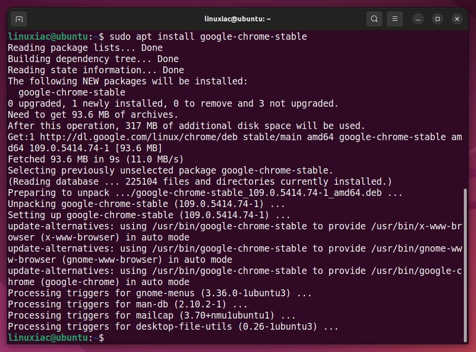 Install Google Chrome on Ubuntu 22.04.