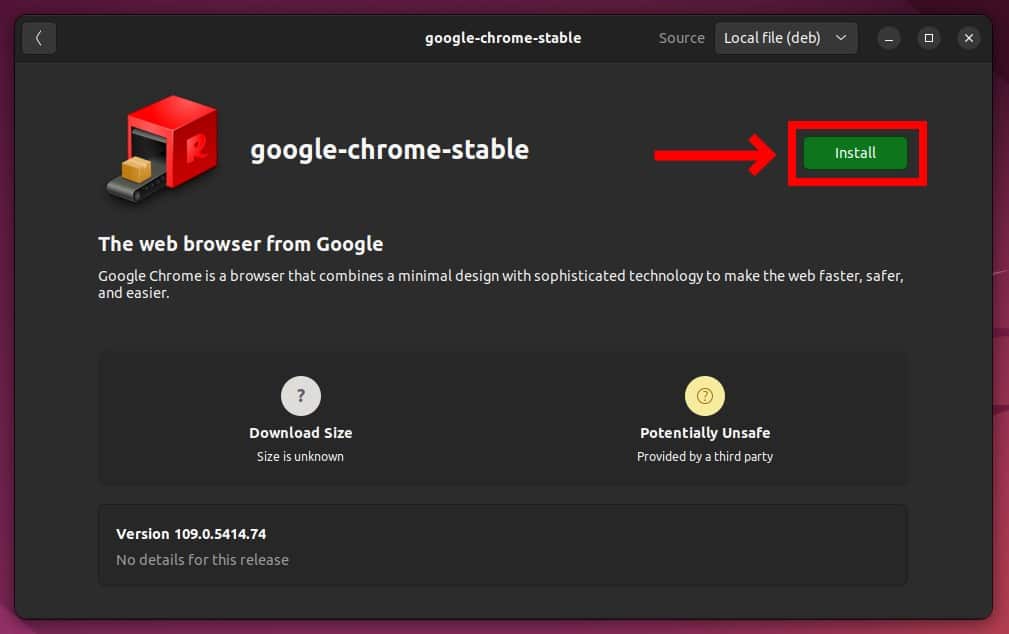 Start Google Chrome installation.