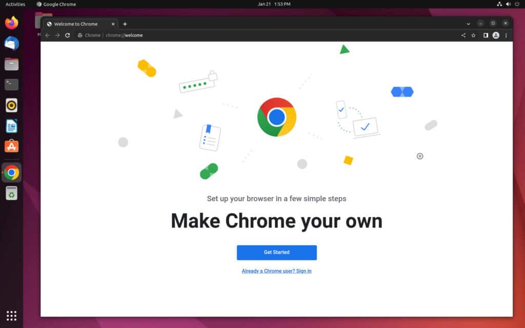 Google Chrome web browser running on Ubuntu 22.04.