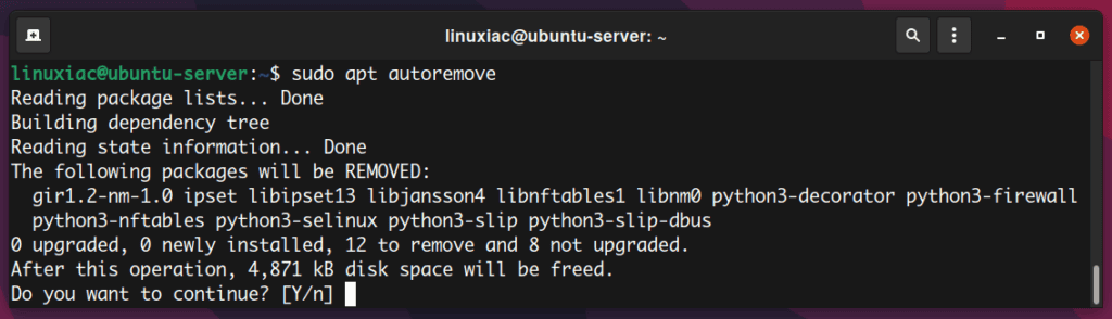 Autoremove unused packages with the APT command.