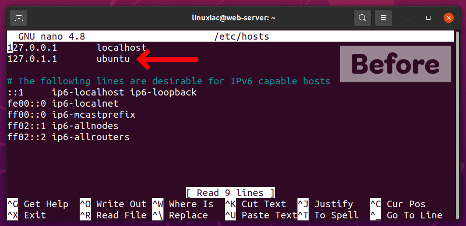 Changing the /etc/hosts file