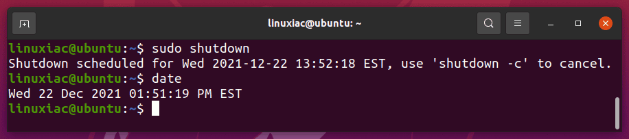 Linux shutdown Command Without Options