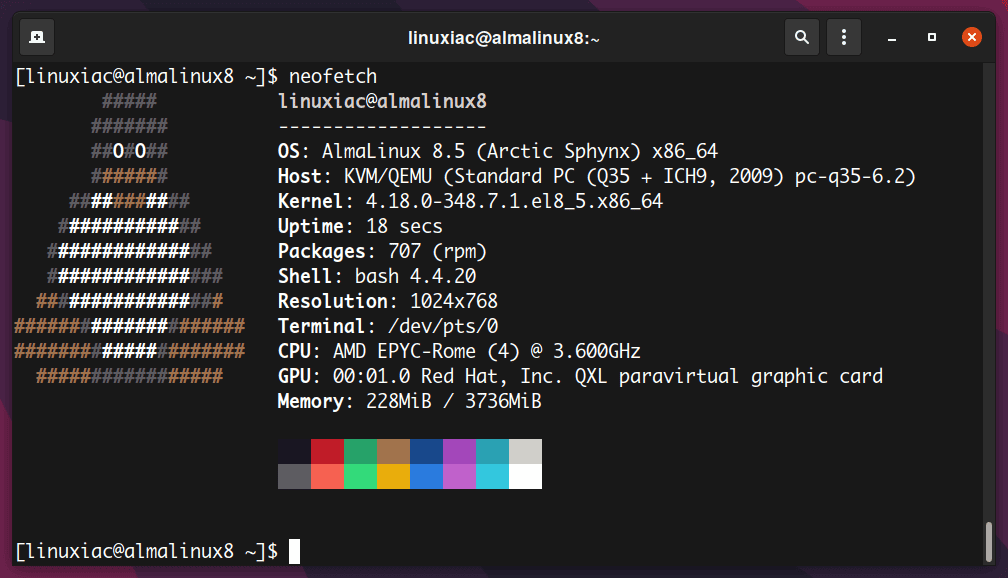 AlmaLinux 8 System Information