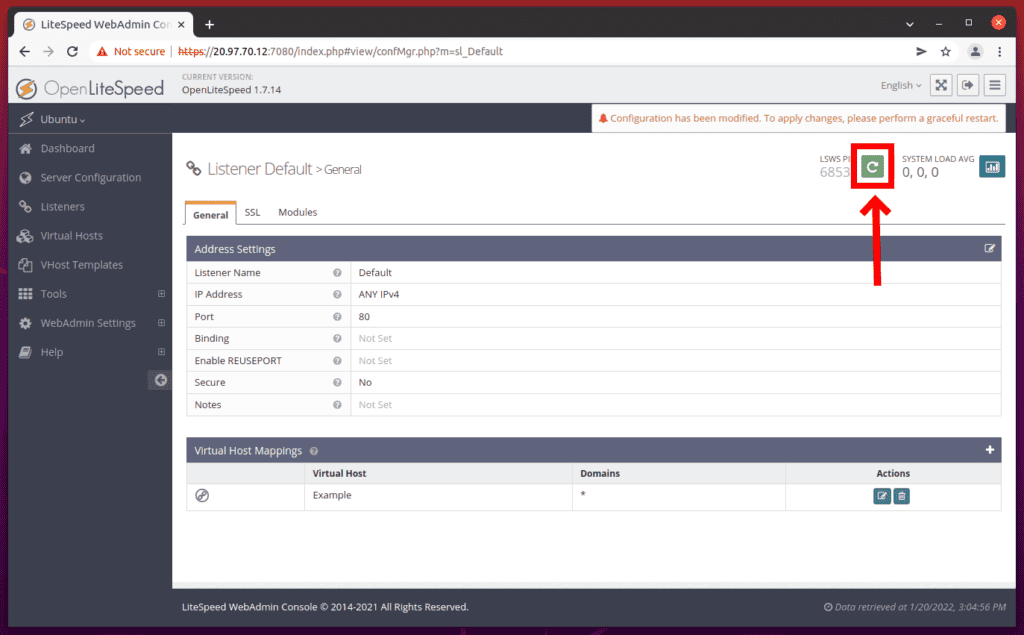 Change the OpenLiteSpeed Default Port from 8088 to 80