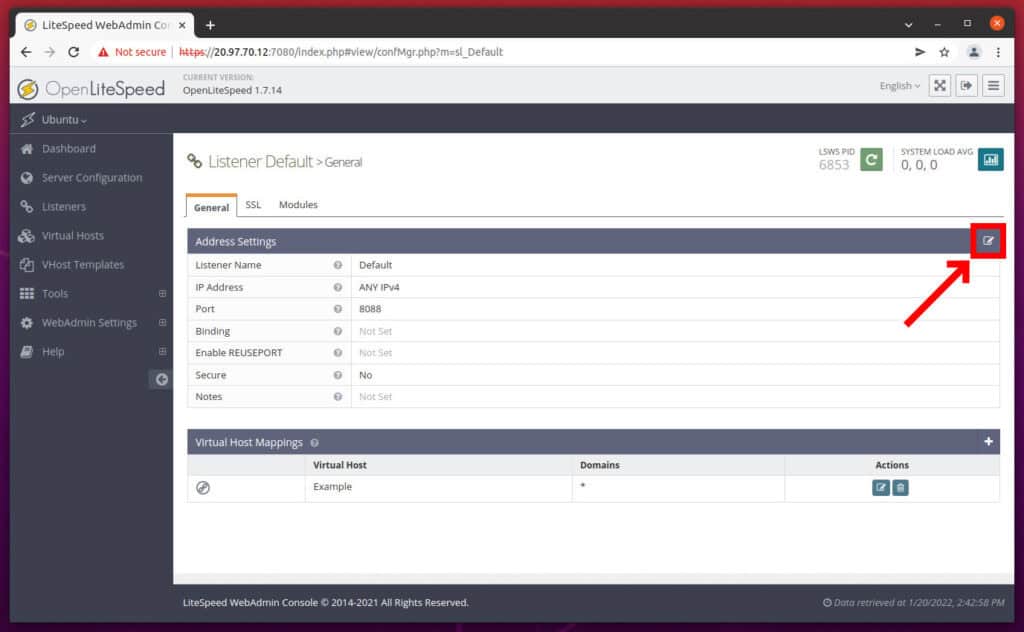 Change the OpenLiteSpeed Default Port from 8088 to 80