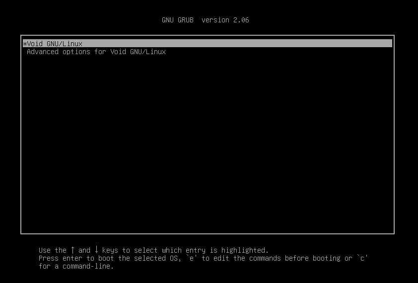 Void Linux GRUB Boot Manager