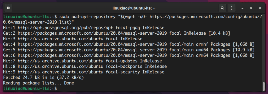 Adding Microsoft SQL Server’s Ubuntu 20.04 Repository