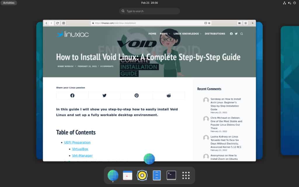 Void Linux GNOME Desktop - Successfully Installed