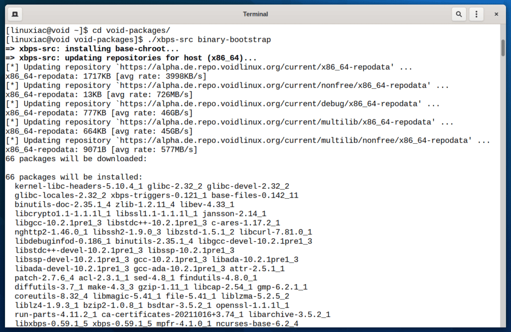 Void's XBPS Binary Bootstrap