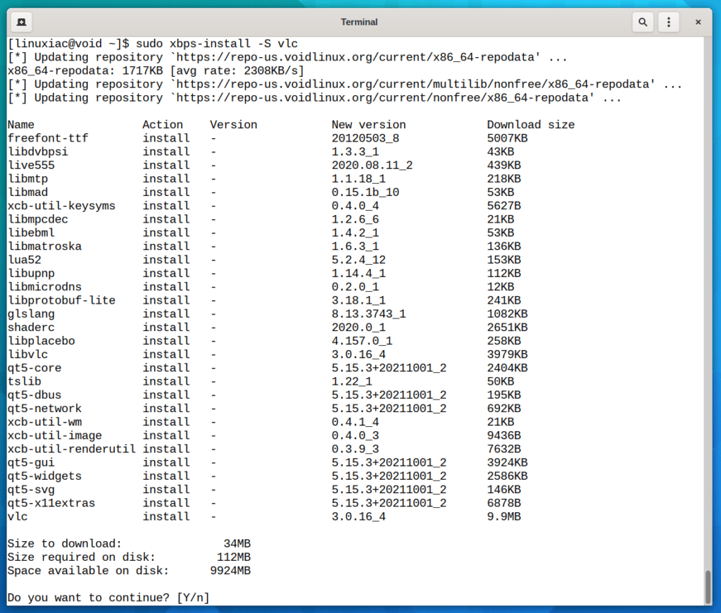 Installing Packages on Void Linux by Using XBPS