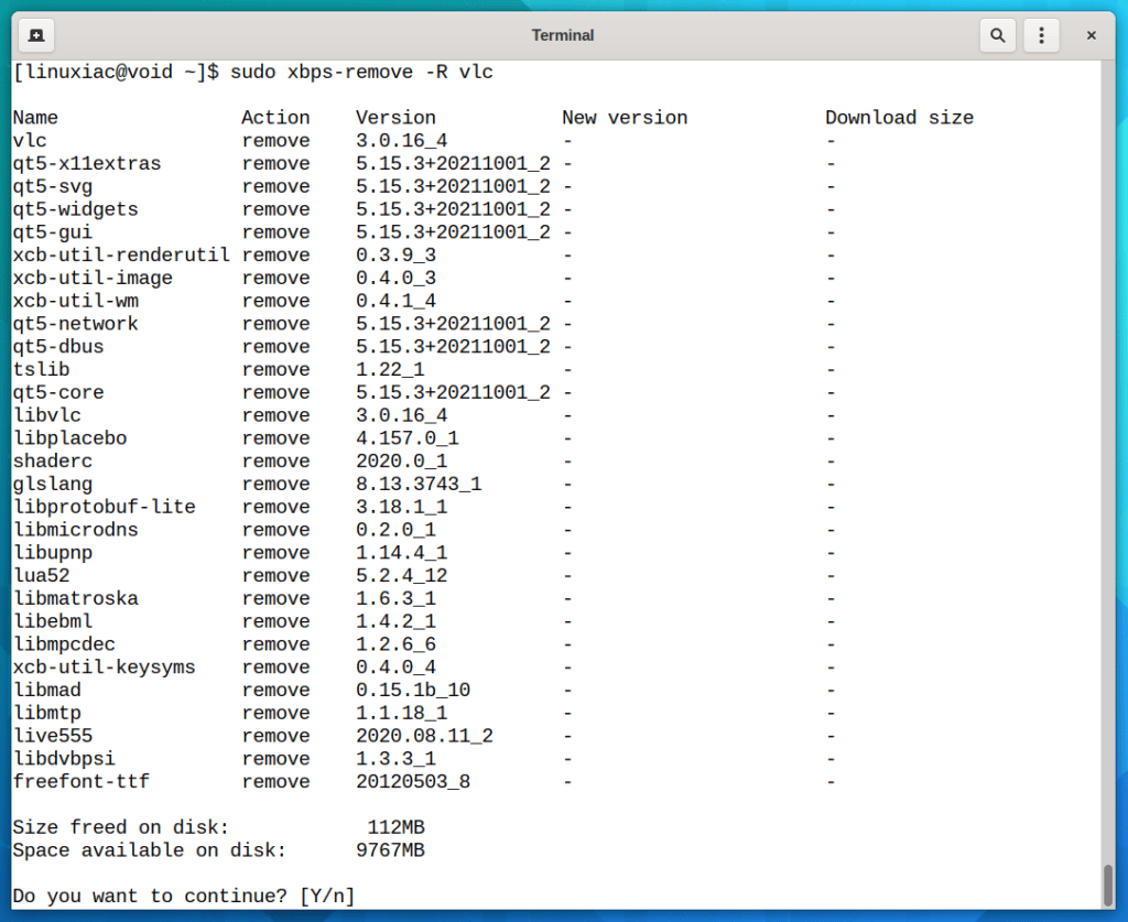 Removing Packages from Void Linux by Using XBPS