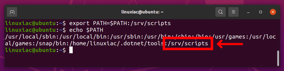 Adding directory to the PATH variable in Linux