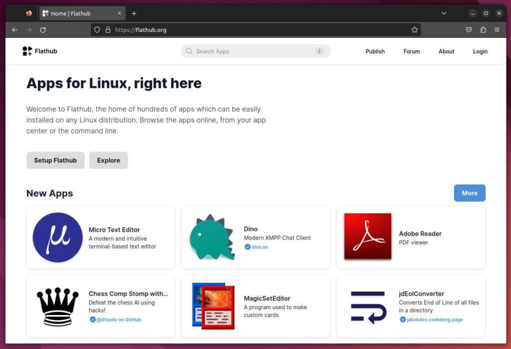 Flathub website.